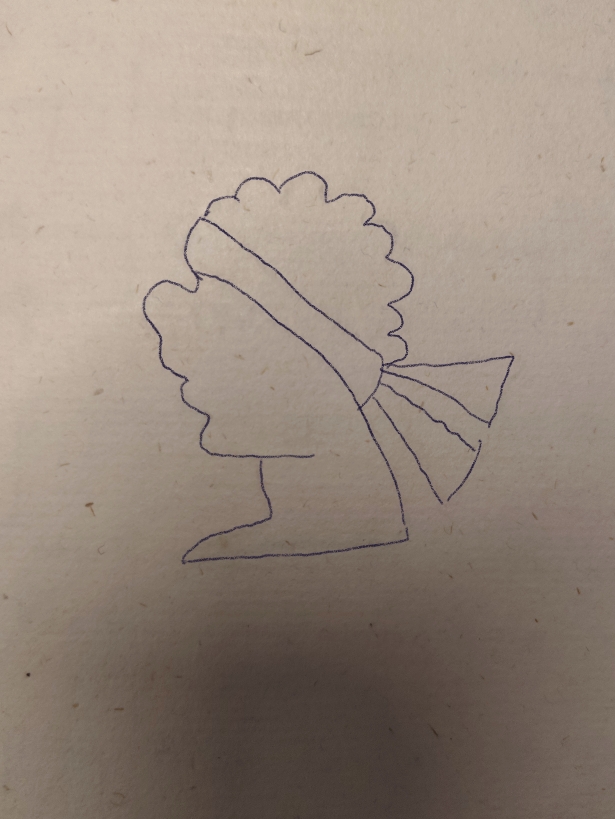 Traced image of human head from a manuscript.