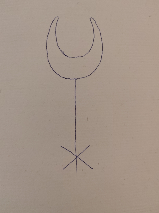 Crescent above x mark traced from manuscript.